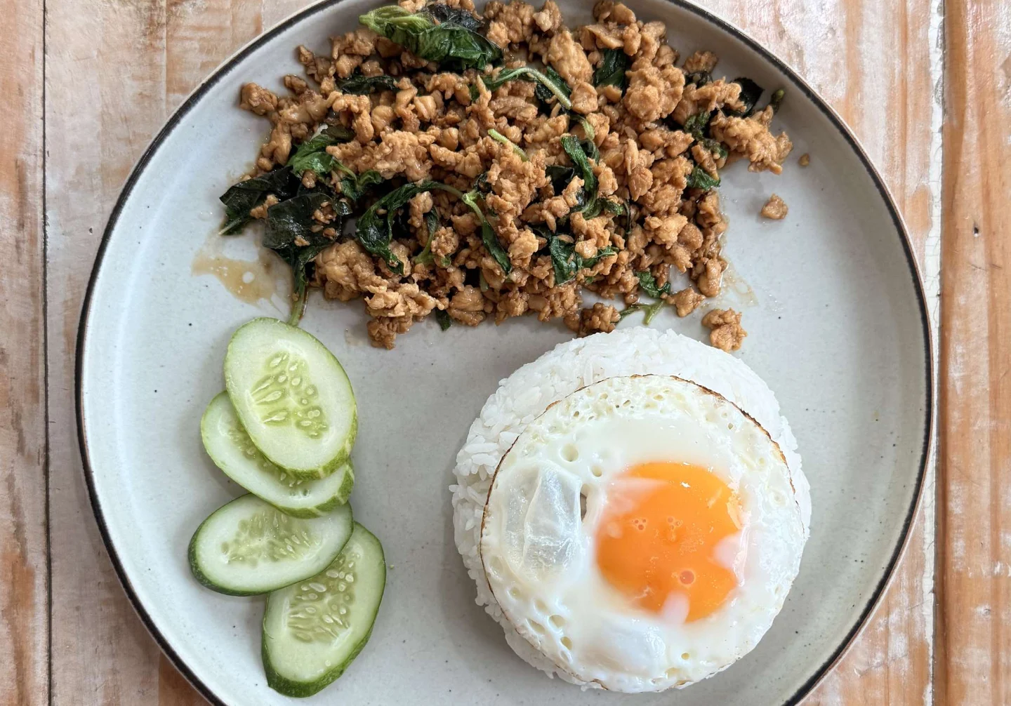 Chicken Pad Kra Pao with Rice & Fried Egg — The Chu, Rawai